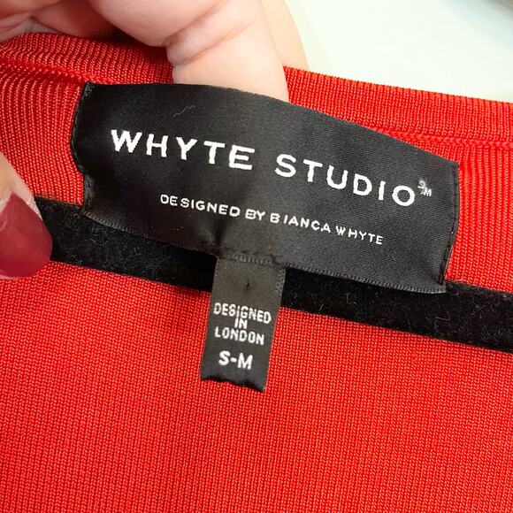 Whyte Studio Women's Red Stretchy Fit Sleeveless Bodycon Midi Dress Size S/M NWT - Picture 6 of 11